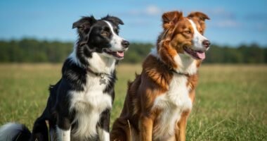 Border Collie e Pastor Australiano lado a lado
