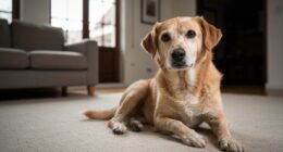 Cão Quixote relaxando em seu novo lar após anos em abrigo