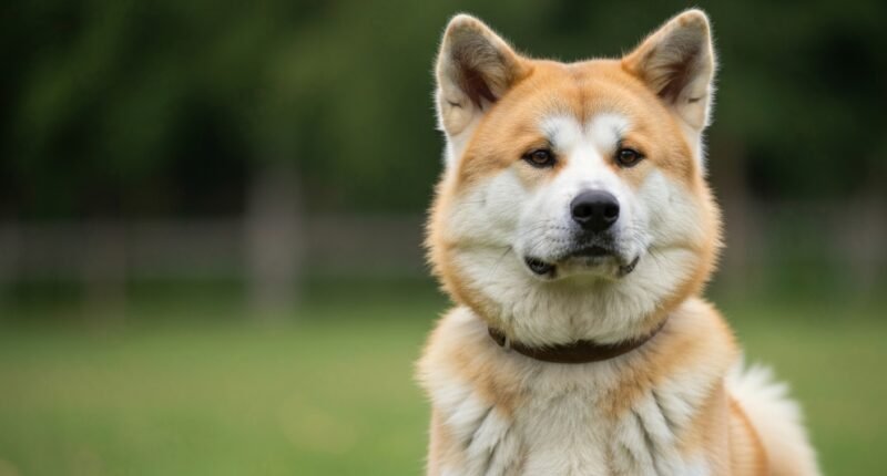 Akita americano adulto em um parque