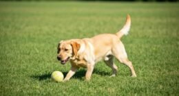 Cão feliz e saudável brincando em um campo