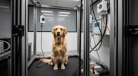 Cão em laboratório de pesquisa monitorando qualidade do ar