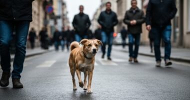 Cachorro border collie concentrado em um brinquedo interativo no parque.