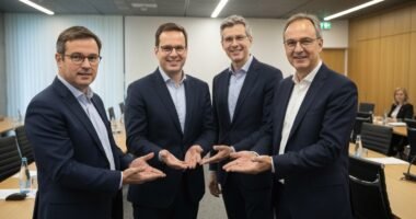 Executivos da dsm-firmenich e CVC selam acordo bilionário em sala de reuniões