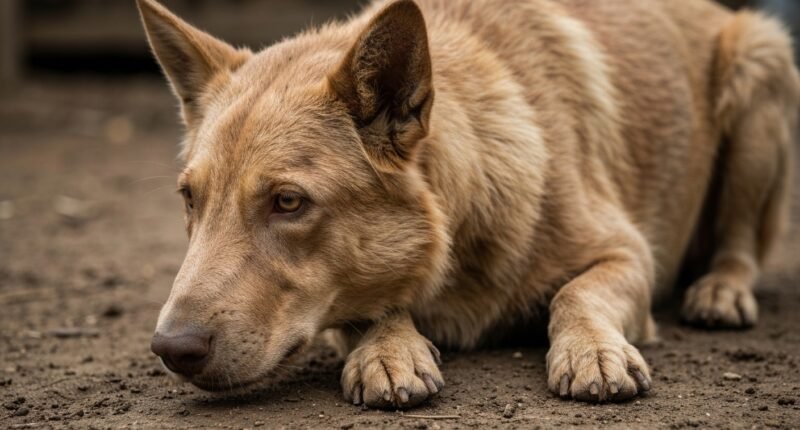 Cão com sintomas de Leishmaniose Visceral Canina apresentando perda de pelo e unhas longas
