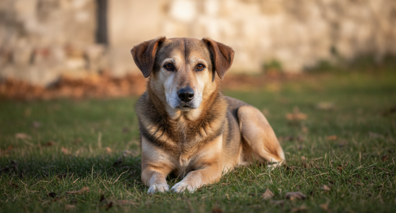 Cão com sinais sutis de leishmaniose em ambiente externo