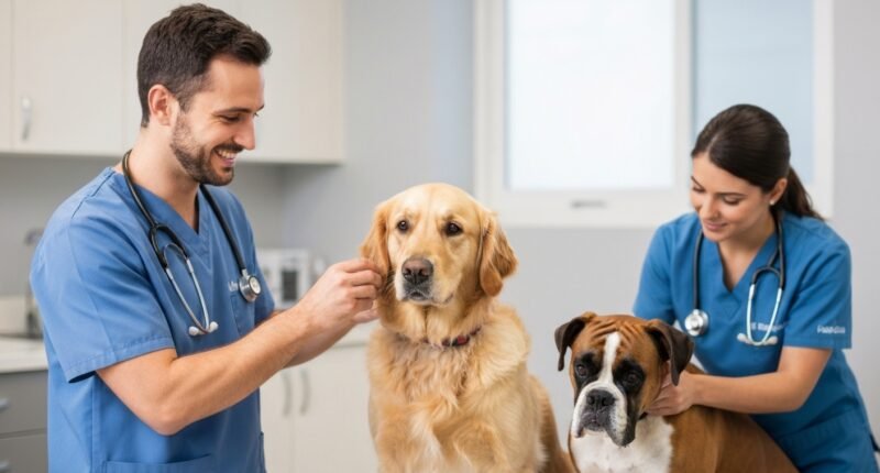 Veterinário implanta microchip em um cão com foco na segurança e tecnologia