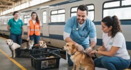 Mutirão de saúde animal oferece vacinação e orientação gratuita para cães e gatos em estação da CPTM.