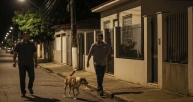 Promotor de Justiça em frente a residência em Araruama após disparo contra cachorro.