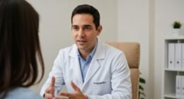 Psiquiatra em consulta avaliando comportamento de paciente