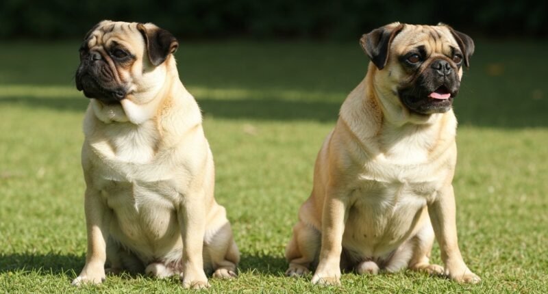 Cães pug e buldogue francês com focinhos achatados