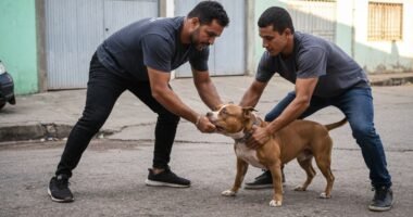 Ex-lutador de MMA usa mata-leão em pit bull para salvar pinscher após ataque.